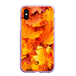 Чехол iPhone XS Max матовый Осень - клиновые листья, цвет: 3D-сиреневый