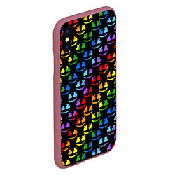 Чехол iPhone XS Max матовый Marshmello dj colors, цвет: 3D-малиновый — фото 2