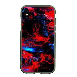 Чехол iPhone XS Max матовый Космические краски шторм, цвет: 3D-темно-зеленый