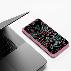 Чехол iPhone XS Max матовый Драконы глитч киберпанк, цвет: 3D-малиновый — фото 2