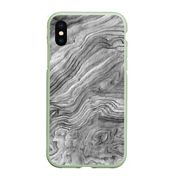 Чехол iPhone XS Max матовый Текстура дерева - абстракция, цвет: 3D-салатовый