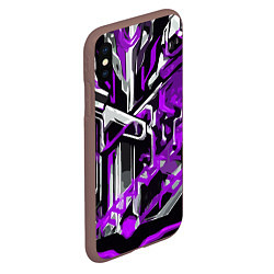 Чехол iPhone XS Max матовый Фиолетово-белая агрессивная абстракция на чёрном ф, цвет: 3D-коричневый — фото 2