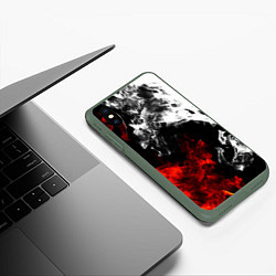 Чехол iPhone XS Max матовый Битва дыма и огня, цвет: 3D-темно-зеленый — фото 2