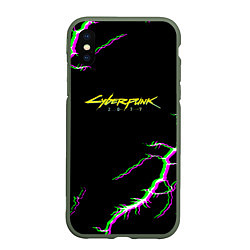 Чехол iPhone XS Max матовый Cyberpunk storm 2077, цвет: 3D-темно-зеленый