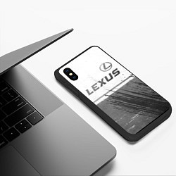 Чехол iPhone XS Max матовый Lexus - white gradient посередине, цвет: 3D-черный — фото 2