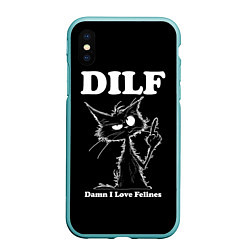 Чехол iPhone XS Max матовый DILF - damn I love felines, цвет: 3D-мятный