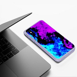 Чехол iPhone XS Max матовый Битва неонового огня, цвет: 3D-светло-сиреневый — фото 2