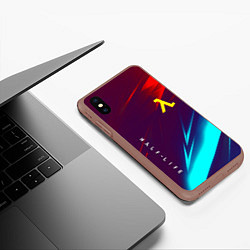 Чехол iPhone XS Max матовый Half life stripes neon, цвет: 3D-коричневый — фото 2