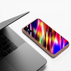 Чехол iPhone XS Max матовый Неоновая абстракция линии, цвет: 3D-коричневый — фото 2