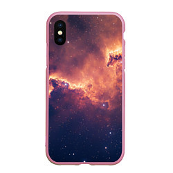 Чехол iPhone XS Max матовый Космические облака и звезды, цвет: 3D-розовый