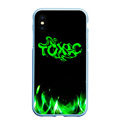 Чехол iPhone XS Max матовый Toxic text, цвет: 3D-голубой