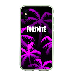 Чехол iPhone XS Max матовый Fortnite тропики, цвет: 3D-салатовый