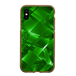 Чехол iPhone XS Max матовый Прозрачная изумрудная геометрия, цвет: 3D-коричневый