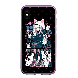 Чехол iPhone XS Max матовый Chiaki Nanami Neko, цвет: 3D-фиолетовый