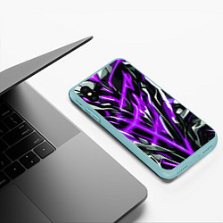 Чехол iPhone XS Max матовый Фиолетовая энергетическая абстракция, цвет: 3D-мятный — фото 2