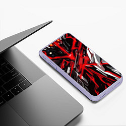 Чехол iPhone XS Max матовый Красный и черный абстрактный фон, цвет: 3D-светло-сиреневый — фото 2