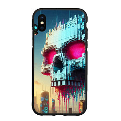 Чехол iPhone XS Max матовый Cool pixel skull - ai art fantasy, цвет: 3D-черный