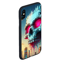 Чехол iPhone XS Max матовый Cool pixel skull - ai art fantasy, цвет: 3D-черный — фото 2