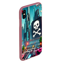 Чехол iPhone XS Max матовый Minecraft district with skull - ai art fantasy, цвет: 3D-малиновый — фото 2