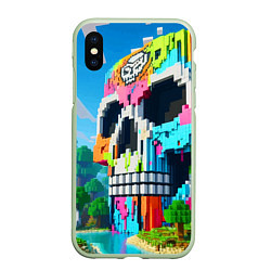 Чехол iPhone XS Max матовый Minecraft skull - ai art fantasy, цвет: 3D-салатовый