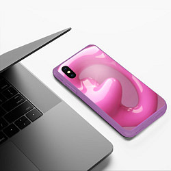 Чехол iPhone XS Max матовый Розовые краски абстракция, цвет: 3D-фиолетовый — фото 2