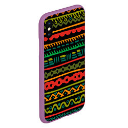 Чехол iPhone XS Max матовый Ethnic ornament on black, цвет: 3D-фиолетовый — фото 2