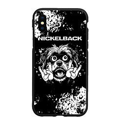 Чехол iPhone XS Max матовый Nickelback рок пес, цвет: 3D-черный