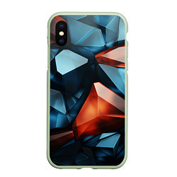 Чехол iPhone XS Max матовый Синие и янтарные камни, цвет: 3D-салатовый