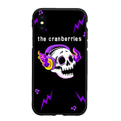 Чехол iPhone XS Max матовый The Cranberries неоновый череп, цвет: 3D-черный