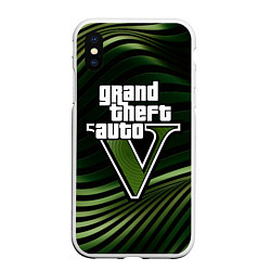 Чехол iPhone XS Max матовый Grand Theft Auto V - logo, цвет: 3D-белый