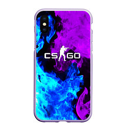 Чехол iPhone XS Max матовый CSGO neon flame, цвет: 3D-светло-сиреневый