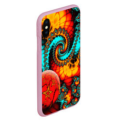 Чехол iPhone XS Max матовый Фрактальный узор из фигур, цвет: 3D-розовый — фото 2