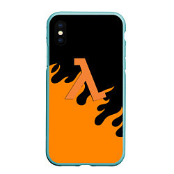 Чехол iPhone XS Max матовый Half life orange fire, цвет: 3D-мятный