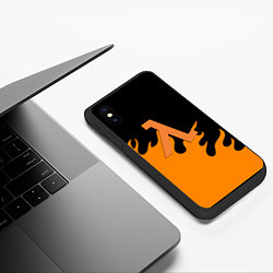 Чехол iPhone XS Max матовый Half life orange fire, цвет: 3D-черный — фото 2