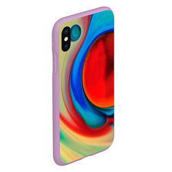 Чехол iPhone XS Max матовый Жидкие цветные краски, цвет: 3D-сиреневый — фото 2