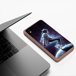 Чехол iPhone XS Max матовый Michael Jackson on the moon, цвет: 3D-коричневый — фото 2