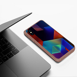 Чехол iPhone XS Max матовый Геометрия мозаика, цвет: 3D-коричневый — фото 2