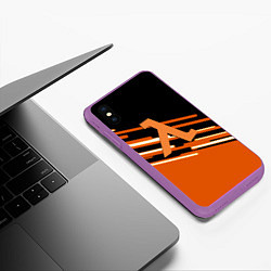 Чехол iPhone XS Max матовый Half life полосы, цвет: 3D-фиолетовый — фото 2