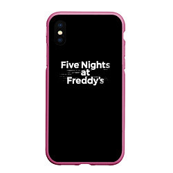 Чехол iPhone XS Max матовый Friday Night Funkin logo, цвет: 3D-малиновый