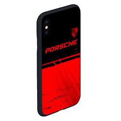 Чехол iPhone XS Max матовый Porsche - red gradient посередине, цвет: 3D-черный — фото 2