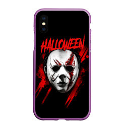 Чехол iPhone XS Max матовый Halloween Michael Myers, цвет: 3D-фиолетовый