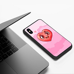 Чехол iPhone XS Max матовый Милое красное сердечко, цвет: 3D-черный — фото 2