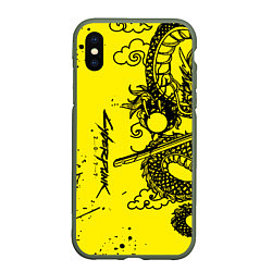 Чехол iPhone XS Max матовый Syberpunk dragon tatoo, цвет: 3D-темно-зеленый