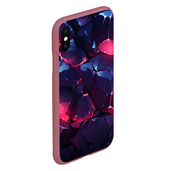 Чехол iPhone XS Max матовый Разломленные камни текстура, цвет: 3D-малиновый — фото 2