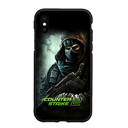 Чехол iPhone XS Max матовый Counter strike 2 спецназ, цвет: 3D-черный