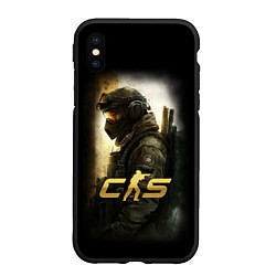 Чехол iPhone XS Max матовый Counter strike спецназовец, цвет: 3D-черный