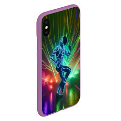 Чехол iPhone XS Max матовый Neon cyber dance - ai art fantasy, цвет: 3D-фиолетовый — фото 2