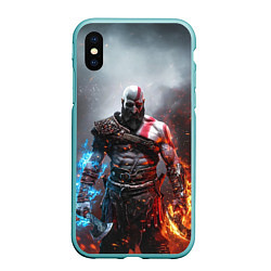 Чехол iPhone XS Max матовый God of War Кратос, цвет: 3D-мятный