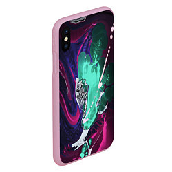 Чехол iPhone XS Max матовый Жидкие абстрактные краски, цвет: 3D-розовый — фото 2