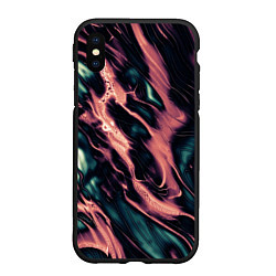 Чехол iPhone XS Max матовый Абстракция тёмный бирюзово-розовый, цвет: 3D-черный